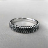 Three Row Half Eternity Wedding Band 2ct Round Black Diamond 14k White Gold Over