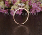 0.5ct Cushion Simulated Diamond Solitaire with Accents Ring 14k Rose Gold Plated