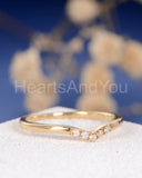 0.12ct Round Cut Moissanite Curved Minimalist Wedding Band 14k White Gold Plated