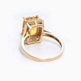 2.3ct Emerald Cut Simulated Citrine Halo Engagement Ring 14K Yellow Gold Plated
