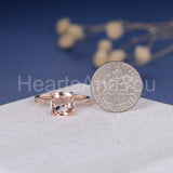 1.6ct Cushion Cut Simulated Peach Morganite Accented Ring 14k Rose Gold Plated