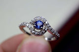 0.45ct Engagement Ring Round Cut Blue Sapphire Swirl Twist 14k White Gold Finish
