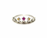 0.2ct Engagement Ring Round Cut Pink Ruby Princess Crown 14k White Gold Finish