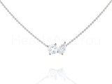 1ct Pear Cut Simulated Diamond Toi Et Moi Pendant Chain 14k White Gold Plated