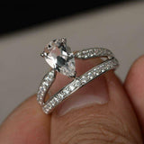 Crown Design Engagement Ring 2ct Pear Cut VVS1D Diamond 18k White Gold Finish