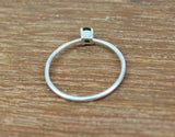 0.4ct Engagement Ring Round Cut Emerald Solitaire Minimalist 14k White Gold Over
