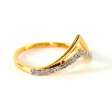 0.15ct Round Cut Moissanite Crown Curved Engagement Ring 14K Yellow Gold Plated
