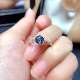 0.5ct Round Simulated London Blue Topaz Solitaire Ring 14k White Gold Plated