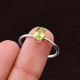 0.5ct Engagement Ring Oval Cut Green Peridot Solitaire 14k White Gold Finish