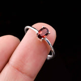 0.5ct Engagement Ring Oval Cut Red Garnet Solitaire Women 14k White Gold Finish
