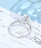 0.5ct Oval Cut Simulated Diamond Minimalist Engagement Ring 14k WhiteGold Plated