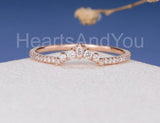 0.5ct Marquise Cut Simulated Diamond Curved Wedding Band 14k Rose Gold Plated