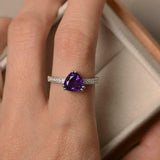 2.2ct Engagement Ring Trillion Cut Amethyst Diamond Accent 14k White Gold Finish