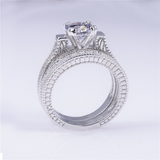 2.5ct Round Cut Diamond Engagement Ring 14k White Gold Finish Vintage Bridal Set