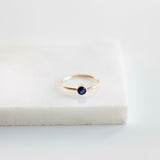 0.2ct Engagement Ring Round Cut Blue Sapphire Solitaire 14k Yellow Gold Finish