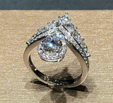 6.5ct Pear Cut Diamond Crown Cocktail Halo Engagement Ring 14K White Gold Finish