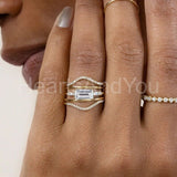 0.3ct Baguette Cut Simulated Diamond Minimalist Ring 14k Yellow Gold Plated