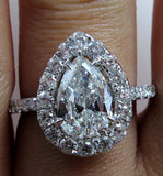 4.5Ct Pear Cut VVS1/D Diamond Halo Vintage Engagement Ring 14K White Gold Finish