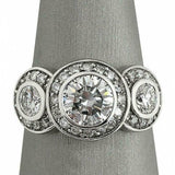 3.5ct Round Diamond Triple Halo Solitaire Engagement Ring 14K White Gold Over