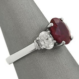 2Ct Oval Cut Pink Ruby Diamond Trilogy Engagement Ring 14K White Gold Finish