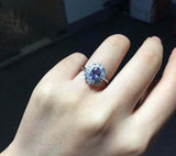 2.3ct Engagement Ring Oval Cut Tanzanite Diamond Ballerina 14k White Gold Finish