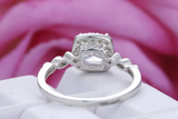 2ct Cushion Cut Diamond Engagement Ring Halo Women Solitaire 14k White Gold Over