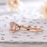 2ct Oval Peach Morganite Engagement Ring Petite Round Accent 14k Rose Gold Over