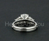 2.1ct Round Cut Moissanite Trilogy Ring Half Eternity Band 14k White Gold Plated