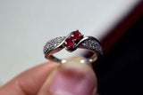 2.25ct Engagement Ring Round Cut Pink Ruby Swirl Twist 14k White Gold Finish