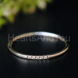 0.1ct Round Cut Moissanite Minimalist Women Wedding Band 14K White Gold Plated