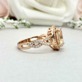 2ct Engagement Ring Oval Cut Peach Morganite Infinity Halo 14k Rose Gold Finish
