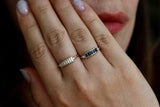 1.3ct Baguette Blue Sapphire Engagement Ring 14k Yellow Gold Finish Stylish Iced