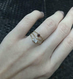 0.4ct Emerald Cut Diamond Chain Engagement Ring 14k Yellow Gold Finish