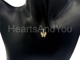 0.12ct Round Cut Moissanite Butterfly Pendant 14k Yellow Gold Plated NO CHAIN