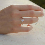 1.3ct Engagement Ring Emerald Cut Peach Morganite Solitaire 14k Yellow Gold Over