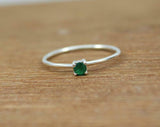 0.4ct Engagement Ring Round Cut Emerald Solitaire Minimalist 14k White Gold Over
