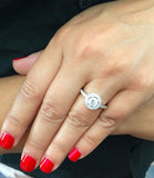 Milgrain Halo Solitaire Engagement Ring 2ct Round Diamond 14k White Gold Finish