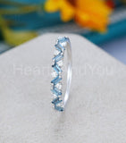 0.5ct Baguette Cut Simulated Aquamarine Half Eternity Band 14k White Gold Plated