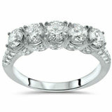 4.5ct Round Cut Diamond Five Stone Wedding Anniversary Band 14K White Gold Over