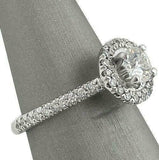 3ct Round Diamond Accent Halo Solitaire Engagement Ring 14K White Gold Finish