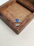 1ct Engagement Ring Round Cut Sapphire Leaf Shank Solitaire 14k White Gold Over