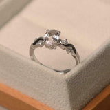 1.2ct Engagement Ring Oval Cut Morganite Swirl Wave Shank 14k White Gold Finish