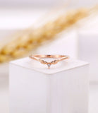 0.01ct Round Cut Moissanite Minimalist Women Wedding Band 14k Rose Gold Plated