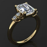 5 Stone Solitaire Engagement Ring 2.5ct Emerald Cut Diamond 14k Yellow Gold Over