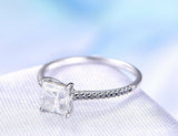 0.5ct Princess Cut Diamond Black Solitaire Engagement Ring 14k White Gold Finish