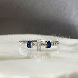 0.45ct Round Cut Moissanite Beaded Shank Collar Women Ring 14k White Gold Plated