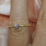 0.5ct Round Cut Simulated Amethyst Minimal Engagement Ring 14k White Gold Plated