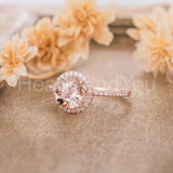 1.5ct Round Cut Simulated Morganite Halo Engagement Ring 14k Rose Gold Plated