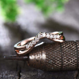 0.6ct Wedding Ring Band Round Cut Diamond Unique Split Shank 14k RoseGold Finish