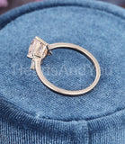 1ct Pear Cut Simulated Peach Morganite Crown Engagement Ring 14k RoseGold Plated